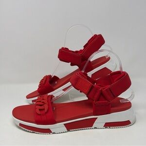FitFlop Heda Red Platform Sport Sandals Womens 9 W53-002 STORE MODEL